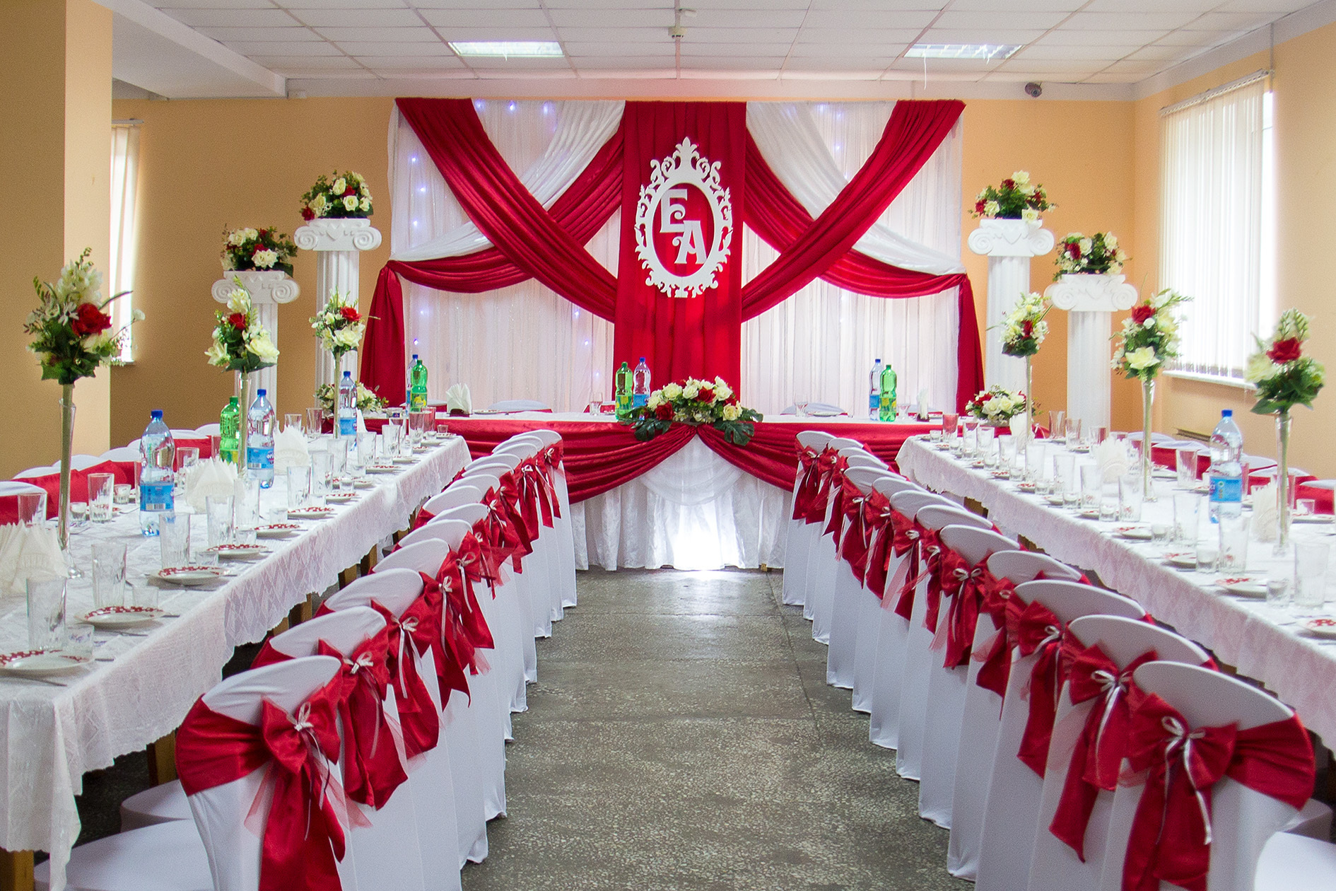Кафе свадьба украсить зал в Красном цвете
