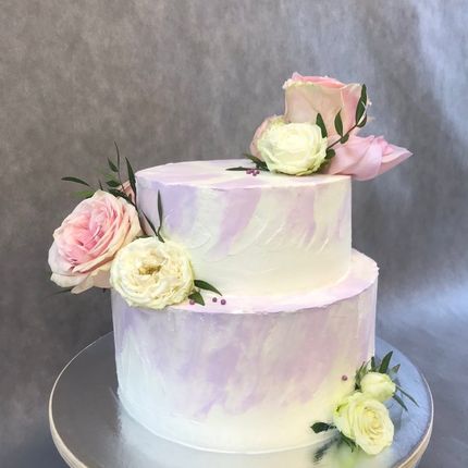 Торт с цветочным оформлением, 2 яруса - цена за 1 кг