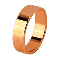 Кольцо обручальное плоское гладкое из красного золота, ширина 6 мм