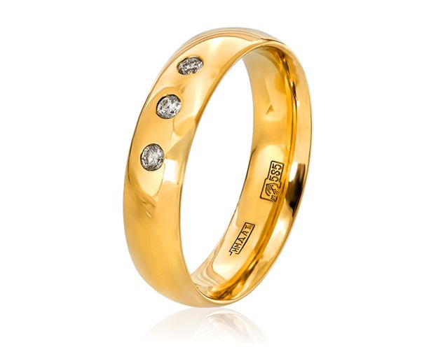 Обручальное кольцо Комфортное классическое с бриллиантами