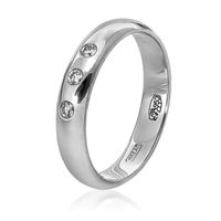 Обручальное кольцо из платины классическое с бриллиантами