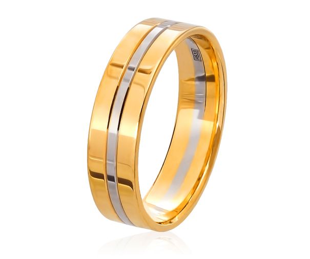 Обручальное кольцо комбинированное белое и жёлтое золото