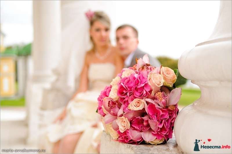 Розовый букет невесты из гортензий, орхидей и роз  - фото 277622 Свадебный фотограф Мария Аввакумова