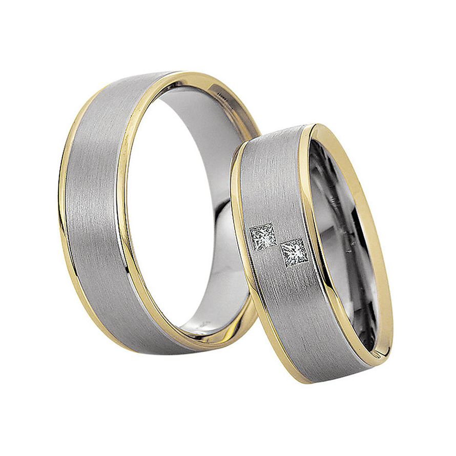Матовые обручальные кольца из комбинированного золота на заказ