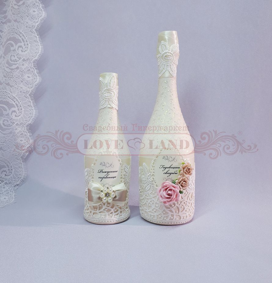 Декор свадебных бутылок - артикул 03