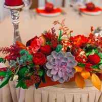 красная свадьба, гранаты, яблоки, суккуленты, цветочная композиция, декор президиума
