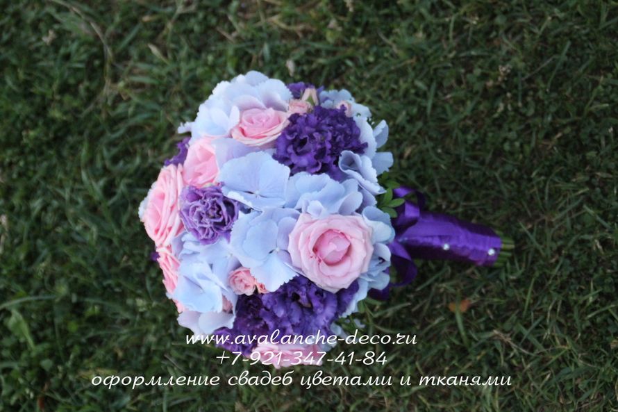 Букет невесты с гортензией,лизиантусом и розой. - фото 3438745 Студия флористики и декора "Avalanchewedding"