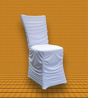 Чехол на стул стрейч с драпировкой белый 100 (залог 500) - фото 10661164 Аренда текстильного оформления КорТекс