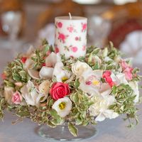 розовая свадьба декор стола молодых композиция из цветов