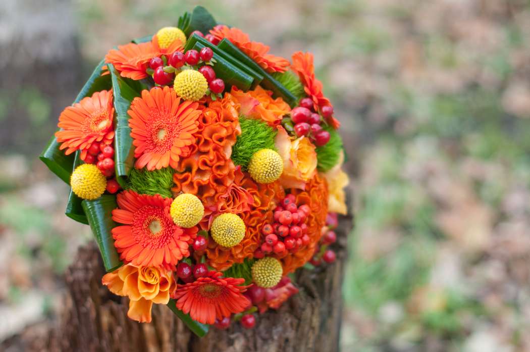 оранжевый букет невесты герберы - фото 3237113 Студия флористики и декора "Глориоза"