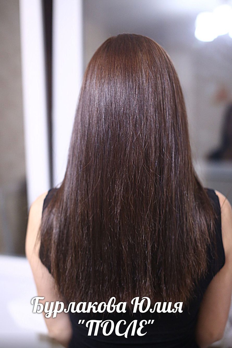 Кератиновое выпрямление волос до плеч