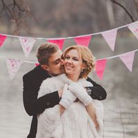 нежно-розовые флажки на свадебную фотосессию