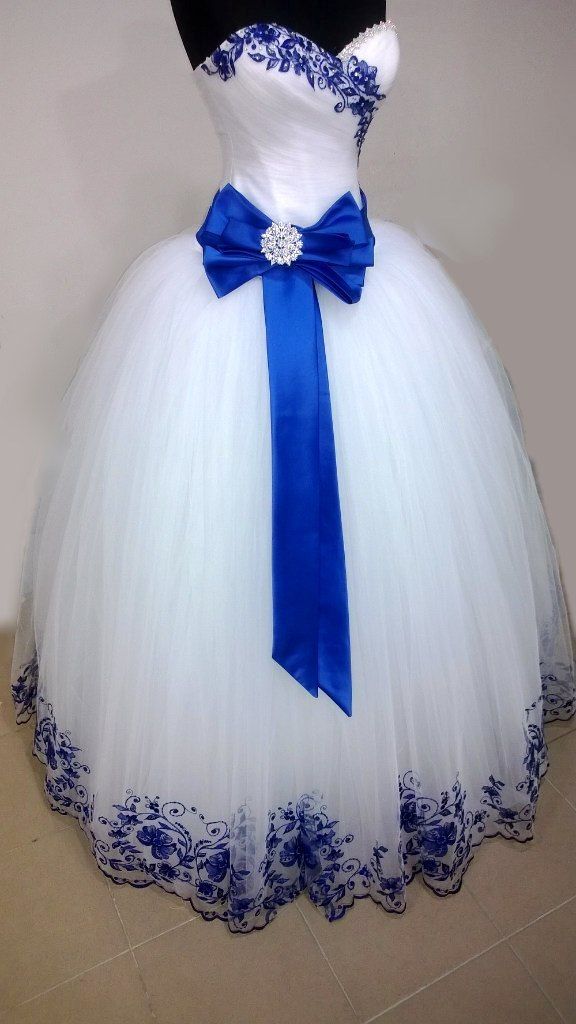 Бело синие свадебные платья