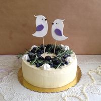 Свадебный торт с ягодами и птичками