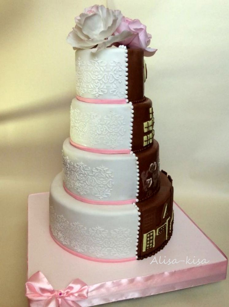 двойной свадебный торт для жениха и невесты - фото 2739369 Alisa-Kisa создание тортов