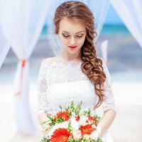 Красная помада в образе невесты