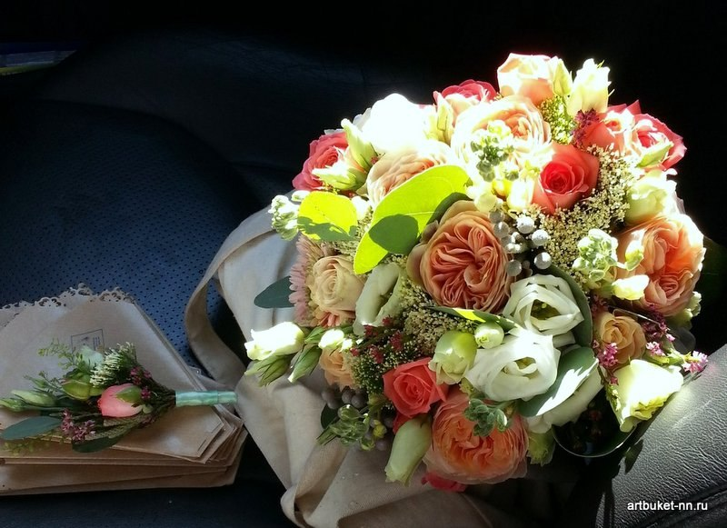 нежный и изысканный, теплый букет с розой Вувузелла - фото 3173097 Артбукет - флористика