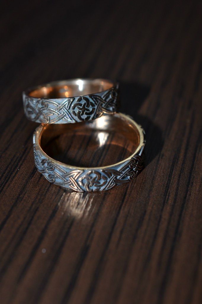 Обручальные кольца из красного золота 585, с чернением и орнаментом "Свадебник" - фото 2311750 Ювелирное ателье Октагон