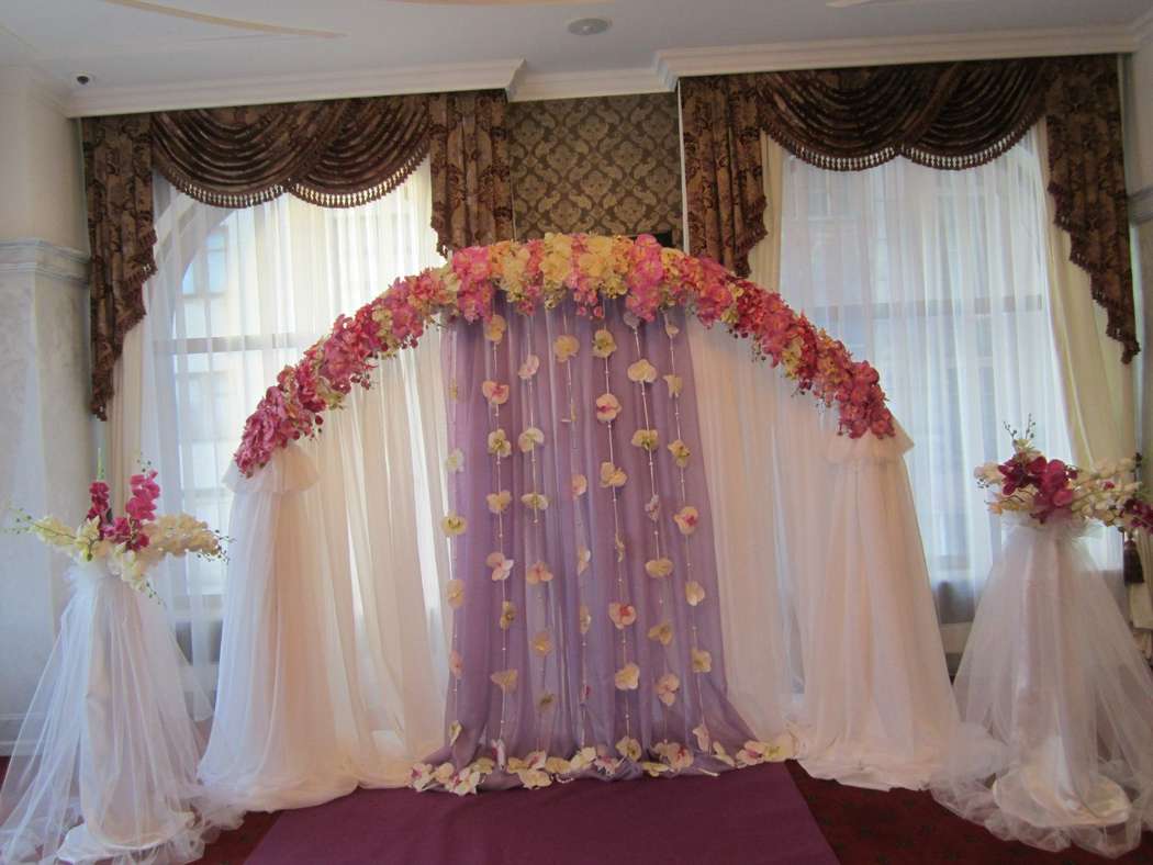 Арка из ткани и орхидей в сиреневом цвете. - фото 2410631 Арт-группа "Оскар" - организация свадьбы
