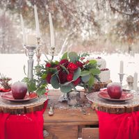 Декор для зимней свадебной фотозоны в серебряно красной гамме