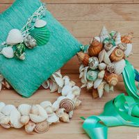 букет из ракушек, венок из ракушек, корона русалки, комплект в морском стиле