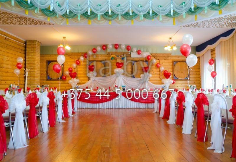 получехлы красно-белая свадьба, воздушные шары - фото 3776451 Салон флористики и декора Liaby