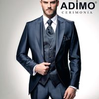Мужской свадебный костюм-тройка Adimo, темно-синий
