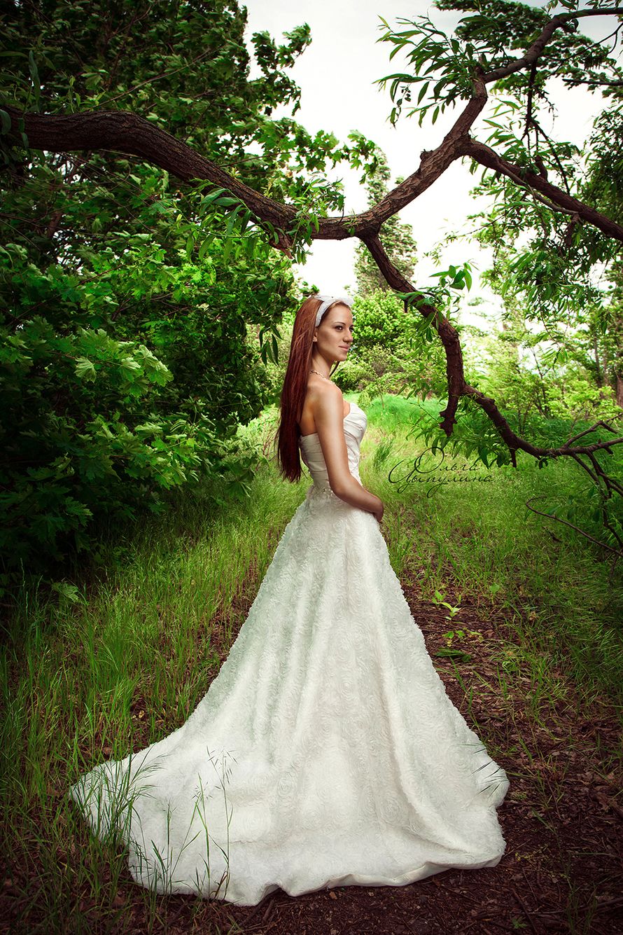 Невеста в кружевном платье А-силуэта  цвета айвори со шлейфом   - фото 3627911 Фотохудожник Ольга Цыпулина