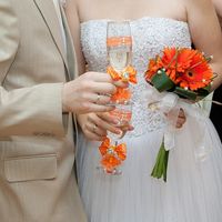 Пример букета невесты из оранжевых гербер