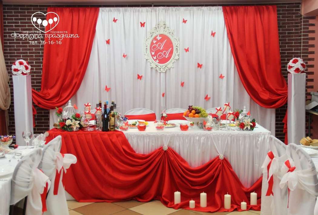 Оформление зала в красном цвете
кафе "Столица" - фото 8471494 Декор от агентства "Формула праздника"