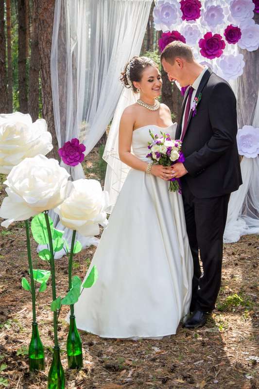 фиолетовый,лес,свадьба,бумажный декор,бумажные цветы,лето - фото 11721600 Декорирование фото зоны от Марины Гнатко