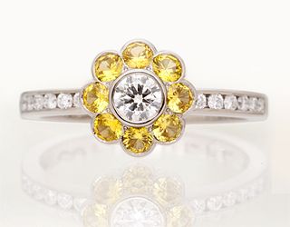 белое золото, желтые сапфиры, бриллианты - фото 6456214 Национальный ювелирный дом
