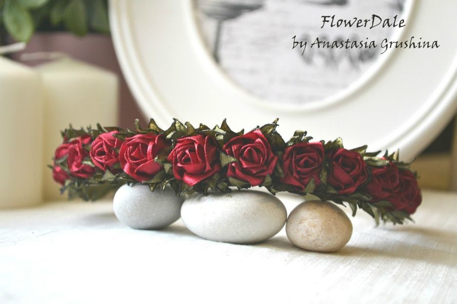 Ободок "Бордовая роза" - фото 6693878 FlowerDale - мастерская флористики