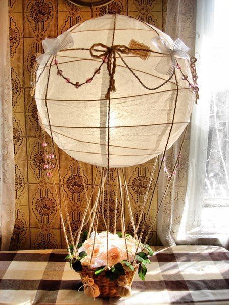 Как сделать шар с корзиной своими руками. Декорация воздушный шар с корзиной. Воздушный шар из абажура. Воздушный шар интерьерный. Воздушный шар в интерьере.
