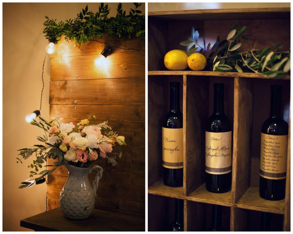 рассадка, рассадка на бутылках, винная свадьба, лимоны, ретро лампы, greenery, итальянская свадьба - фото 16401310 Фото и видеосъёмка Fevish studio