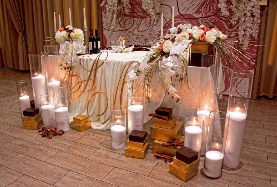 Теплая уютная свадьба в Кафе БУРЖУА.
Оформление президиума. - фото 13937072 BM Decor - студия декора и флористики