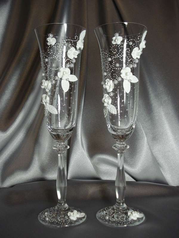 Свадебные бокалы ручной работы, на заказ. - фото 870059 Магазин "Бантик" - аксессуары на свадьбу