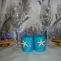 Бокалы и свечи на тему "Морская свадьба"