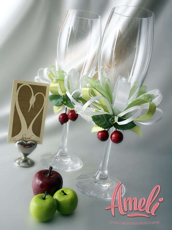 Свадебные бокалы, декорированные бокалы на свадьбу - фото 507954 Ameli - интернет-бутик свадебных аксессуаров