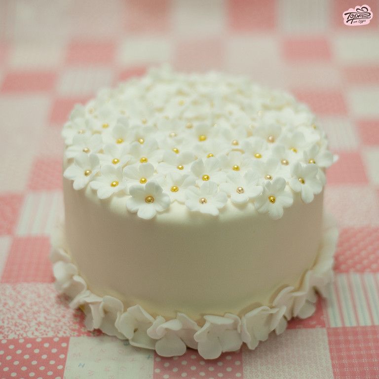 Свадебный торт "Белые цветы" - фото 2028408 Мастерская "Тортики от Одри"