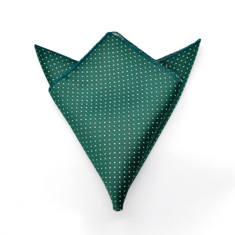 Нагрудный платок темно-зеленый в горошек