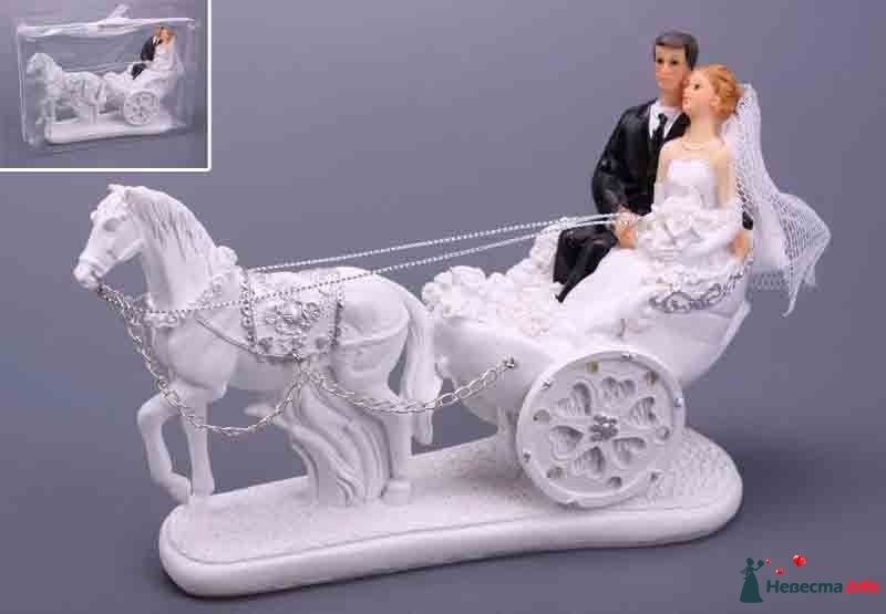Арт.142-061 Фигурка на торт «Свадебная пара на колеснице» - фото 183546 "Все для свадьбы" - салон аксессуаров и услуг