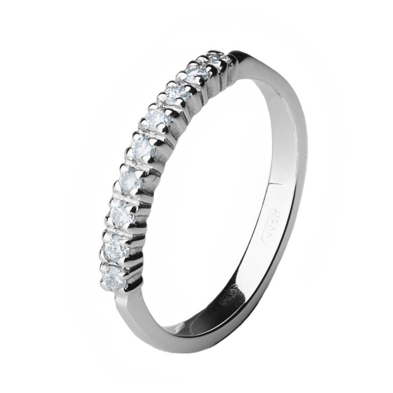 Обручальное кольцо из платины с 9 бриллиантами, 2 мм