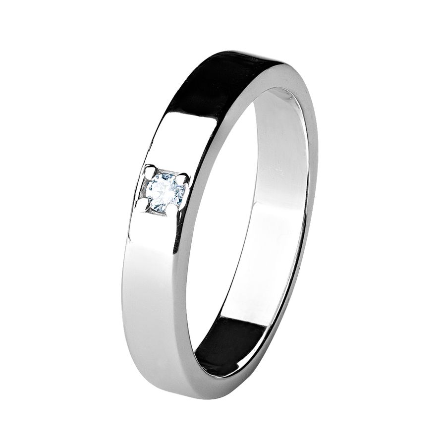 Обручальное кольцо из платины с 1 бриллиантом, 3,5 мм