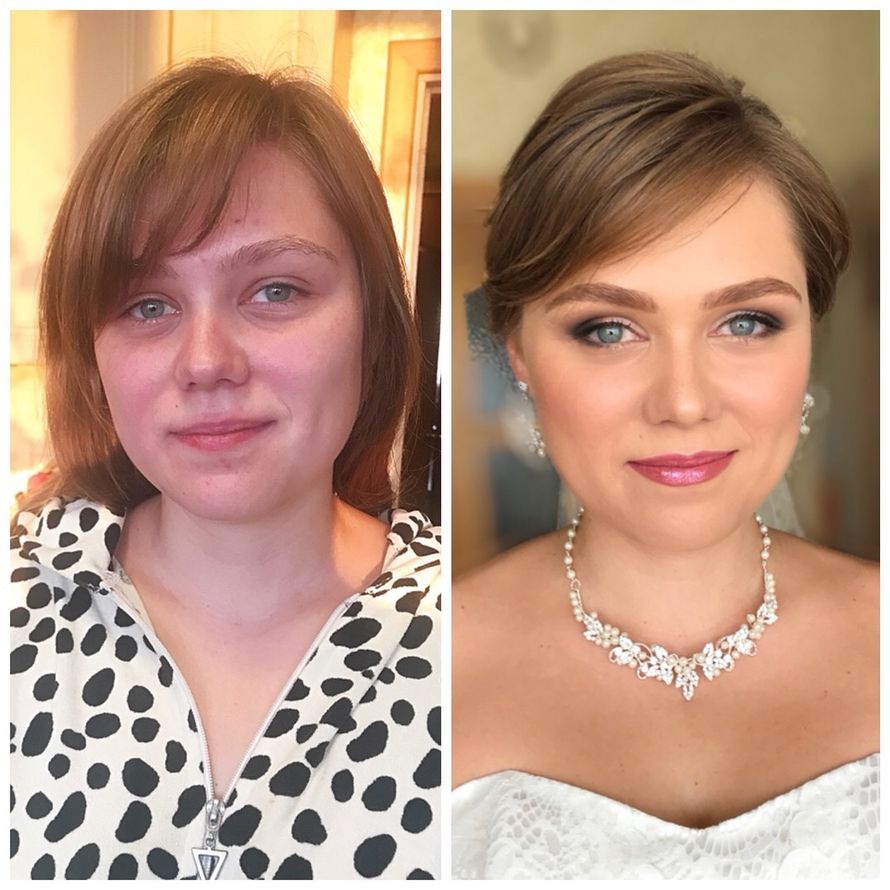 Вечерний макияж невесты до и после