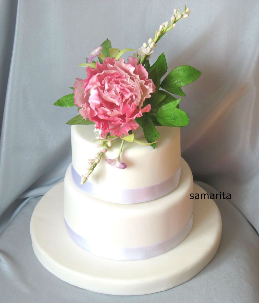 Торт с сахарными цветами (пион, тубероза, ванильные орхидеи). - фото 869601 Невеста01