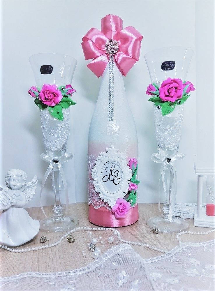 Оформление "шампанского" в розовом цвете