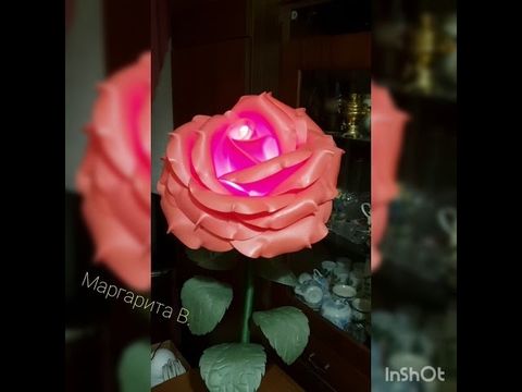Торшер "Роза" в розовом цвете